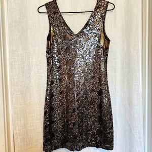 Express Gold and black Sequin dress NYE